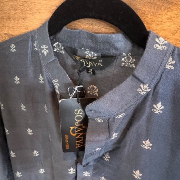 Men's Cotton Blend Grey Kurta Long Sleeve Size Medium 38 - Picture 6 of 8